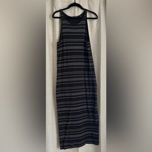 Athleta Black Striped Sleeveless Dress